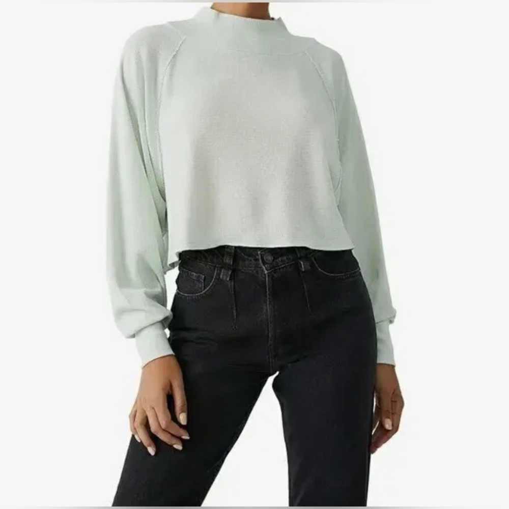 NWT Free People We The Free Fun Times Turtle Cropped top Sz Med Iced Sage